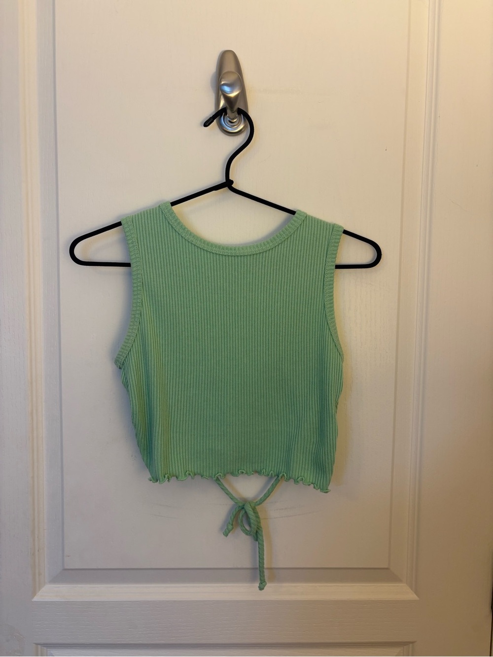Women’s Ribbed Tie-Back Crop Tank Top - Mint Green